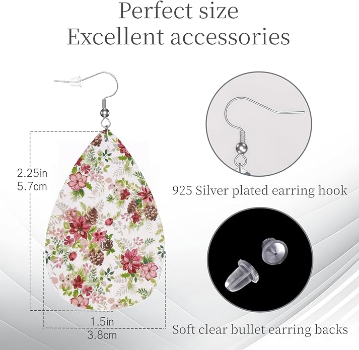 Teardrop Style Leather Earrings Outer Layer Silver Plating Hypoallergenic, Fashion Accessories Suitble Casual Outfits Parties Daily Wear for Sister Mom Wife Friends