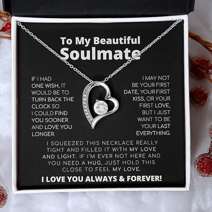 To My Beautiful Soulmate Necklace For Women, Necklace For Wife From Husband, Girlfriend Necklace From Boyfriend, Wife Birthday Gifts From Husband, Gifts Boxes For Women, Soulmate Necklace For Her