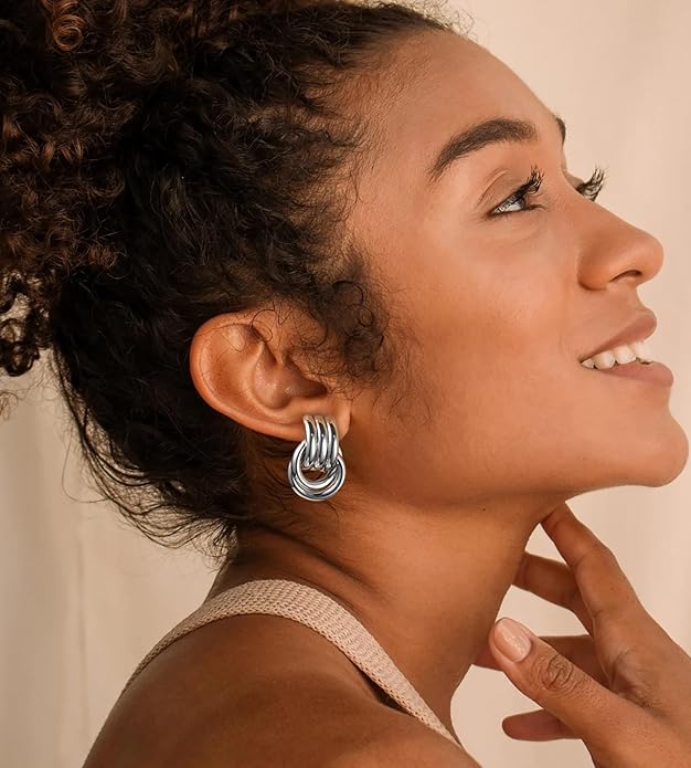 Geometric Earrings for Women, Chunky Dangle Earrings Trendy Vintage Statement Earrings Dupes Jewelry for Women