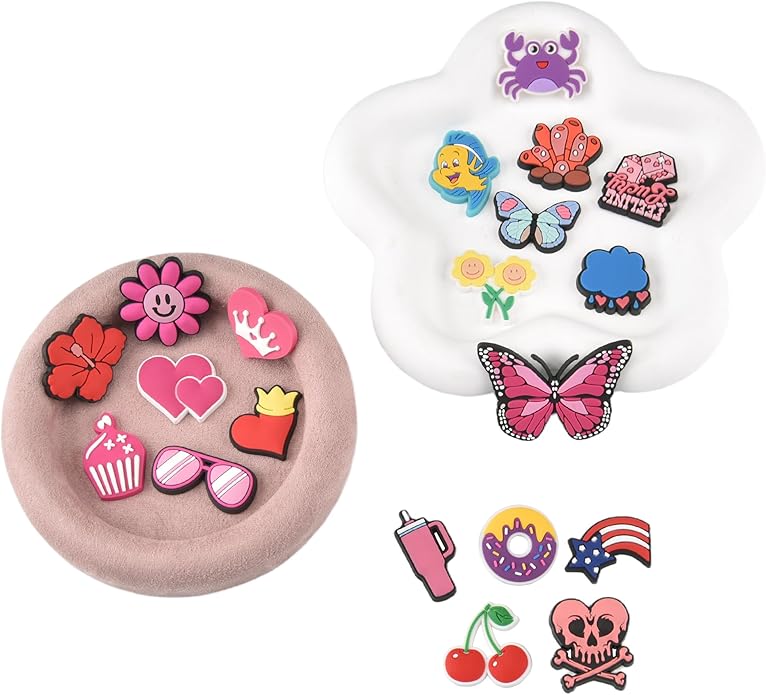 20PCS Cute Shoe Charms for Girls Teens - PVC Flower, Rainbow, Dessert Shoe Clips Decorations for Holely Shoes, Sneakers, Casual Footwear