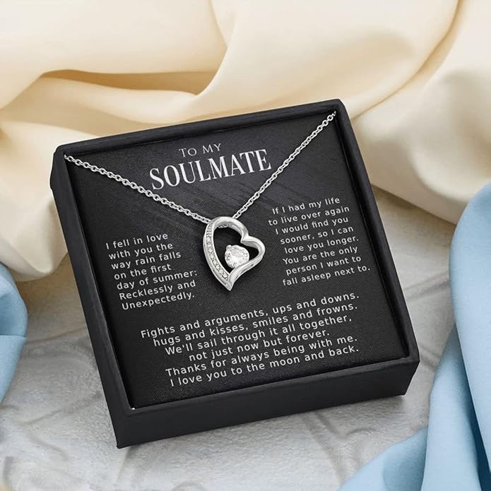 To My Beautiful Soulmate Necklace For Women, Necklace For Wife From Husband, Girlfriend Necklace From Boyfriend, Wife Birthday Gifts From Husband, Gifts Boxes For Women, Soulmate Necklace For Her