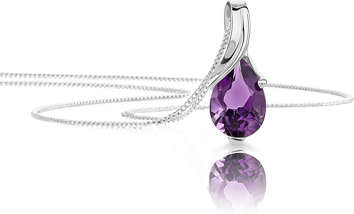 Orovi 14K Gold Necklace for Women in 14K Yellow Gold/White Gold 585 with Ruby/Sapphire/Emerald/Topaz/Amethyst Gemstone/Birthstone Pendant Necklace and Gold Chain 17.7 ″ Long - Women's Jewelry