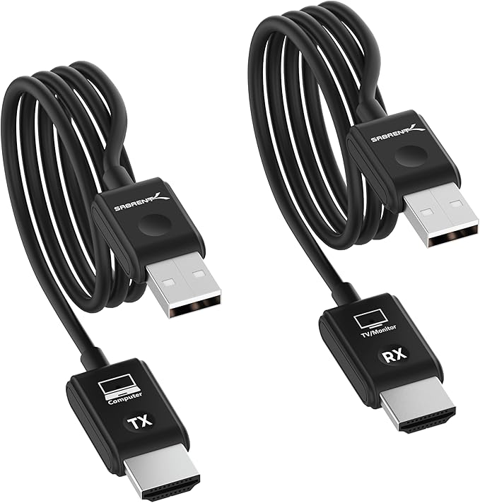 SABRENT Wireless HDMI Transmitter and Receiver 100FT/30M Seamless FHD Quality (1080p@60Hz) Plug and Play, Stream Video from PCs, Laptops to TVs, Projectors and More (DA-H1R1)