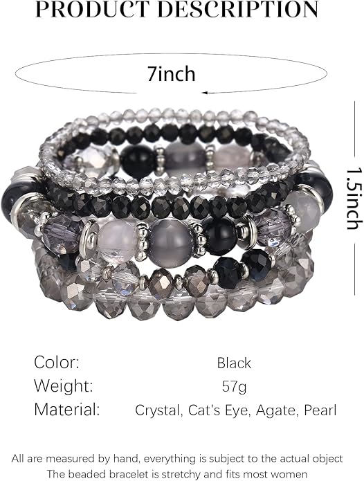 Noessla Beaded Boho Stretch Bracelet Colorful Stackable Crystal Beads Bracelets Trendy Costume Jewelry Mothers Day Gifts for Women