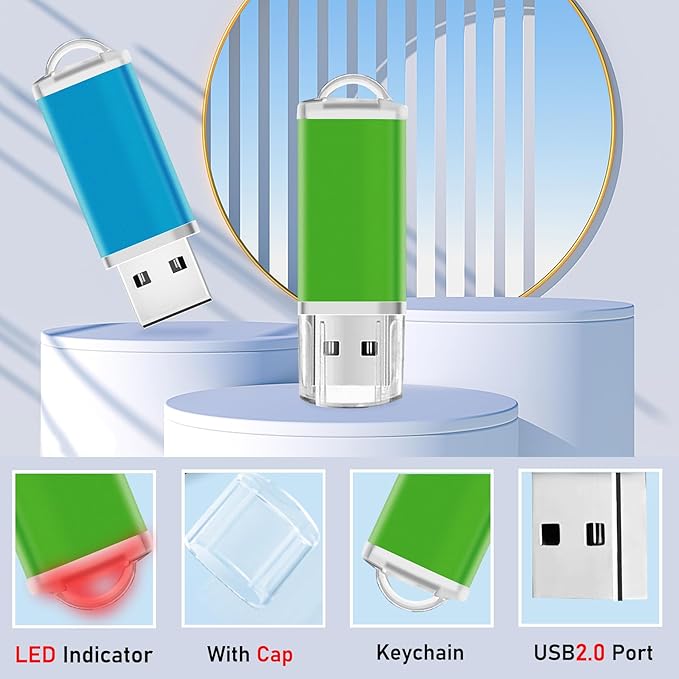 USB Thumb Drive 1GB Flash Drive 50 Pack, Nicepicten Fat Memorias USB 2.0 Flash Drive Bulk 1GB Jump Drives Multiapck Memory Stick with 50PCS Lanyards (Mixcolor 50 Pack, 1 GB)