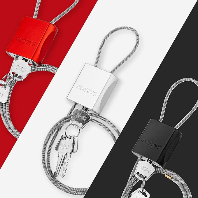 Cable Padlock with 3 Keys | L 1.15ft(0.35m),D 1/6in(4mm) Adjustable Steel Cable Lock | Aluminum Locks for Bikes, Gate, Lockers & Outdoor Gear | Weatherproof & Silver