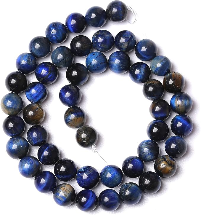 Lapis Lazuli Blue Tiger Eye Beads Natural Stone Round Loose Beads Energy Gemstone Healing Power for Jewelry Making 1 Strand 6mm 60pcs 15"