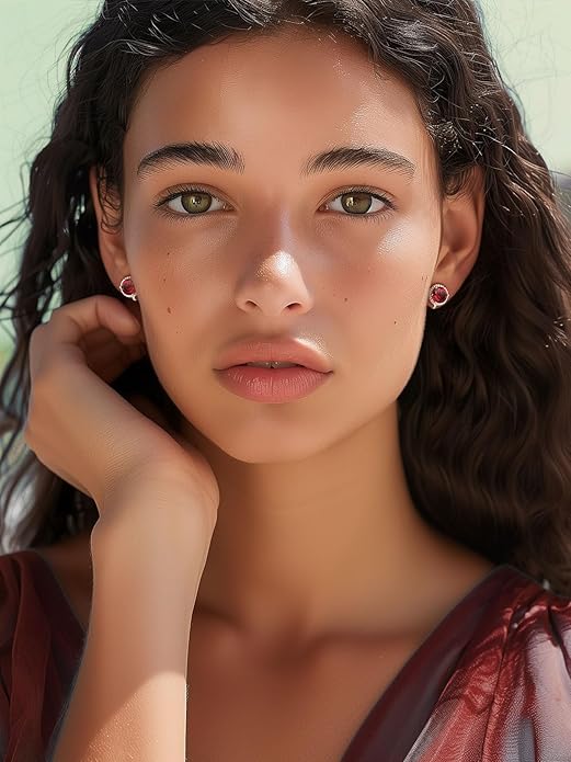 Silvora 925 Silver 8MM Cubic Zirconia Birthstone Clip On Stud Earrings Round Non Pierced Earrings For Women,Come with Box