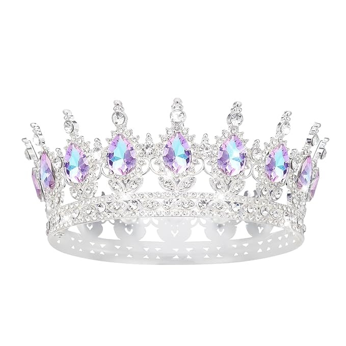 Queen Crown Rhinestone Wedding Crowns and Tiaras for Women Costume Party Hair Accessories Princess Birthday Crown Crystal Bridal Crown (Silver & Violet Crown)