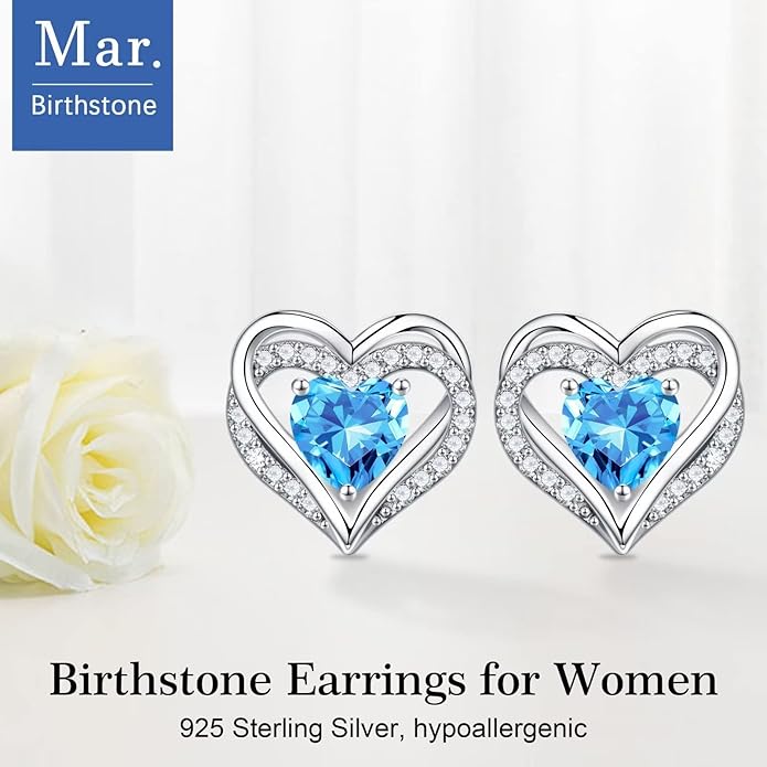 Iefil Valentine Day Gifts for Her - 925 Sterling Silver Heart Stud Earrings Birthday Gifts for Women