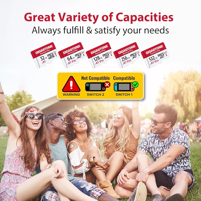 [Gigastone] 128GB Micro SD Card, Gaming Plus, MicroSDXC Memory Card for Nintendo-Switch 1, Wyze, GoPro, Dash Cam, Security Camera, 4K Video Recording, UHS-I A1 U3 V30 C10, up to 100MB/s, with Adapter