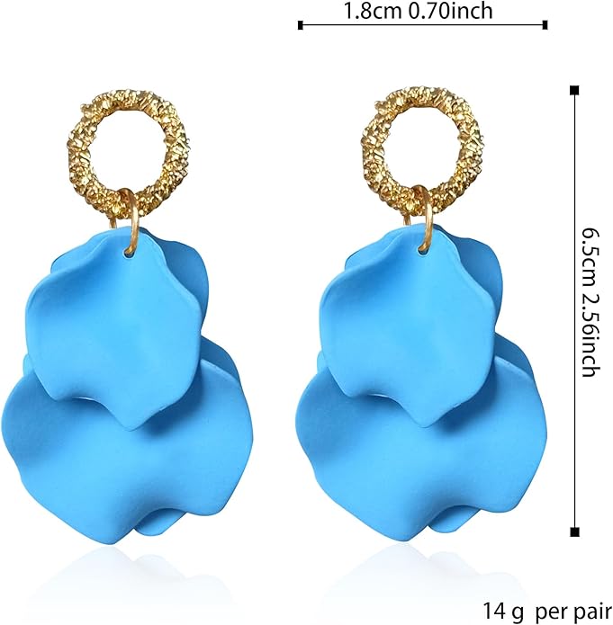 Anmpab Statement Matte Rose Flower Petal Stud Earrings for Women Dangly Floral Petal Earrings Jewelry Accessories Romantic Gifts for Her Women