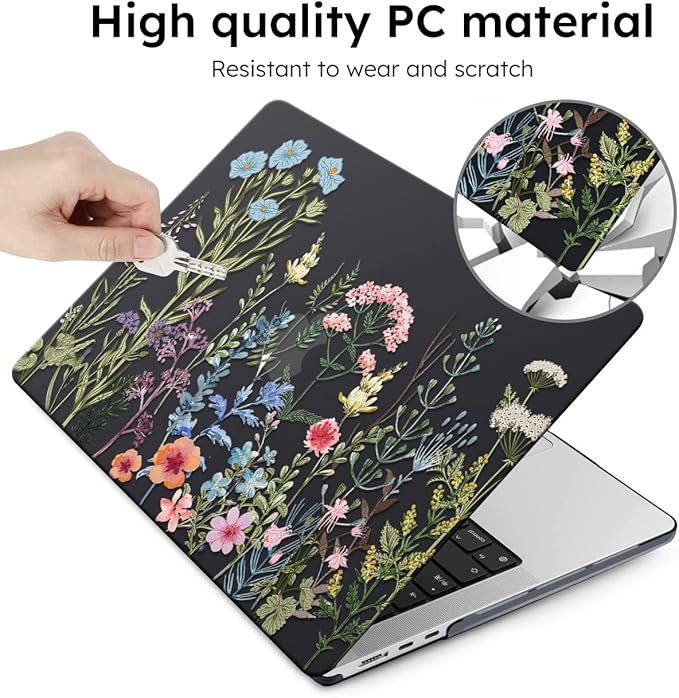 iCasso for MacBook Air 13 inch Case 2025 2024-2022 Release M4 A3240 M3 A3113 A2681 M2 with Liquid Retina Display, Hard Plastic Shell for Mac Air 13.6, TPU Keyboard Cover&Screen Protector, Weeds
