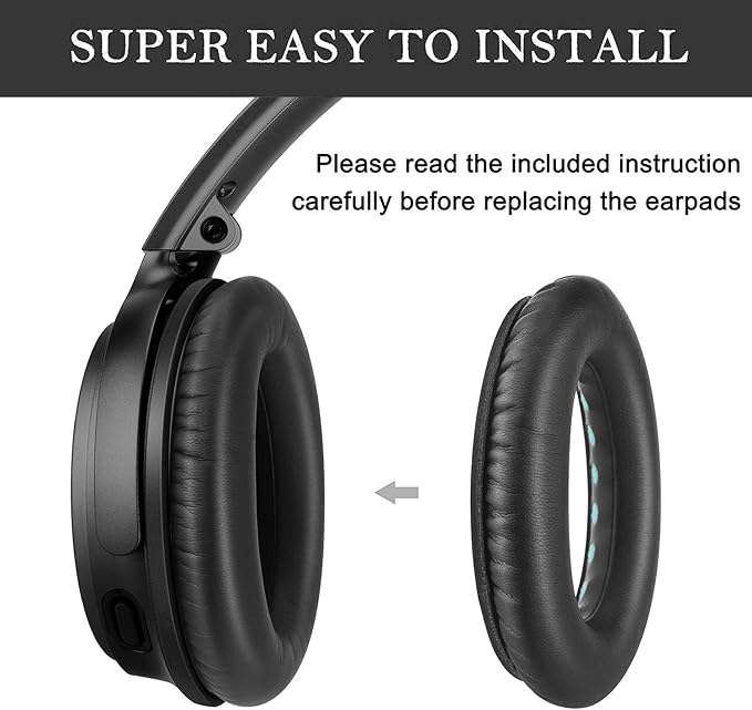 QC35 Headphones Replacement Ear Pads - QC35,QC35ii Replacement Earpads Cushion - Compatible with Bose Quiet Comfort35,QC45,QC25,QC35ii,QC15,AE2,AE2i-Comfortable & Durable（Black）