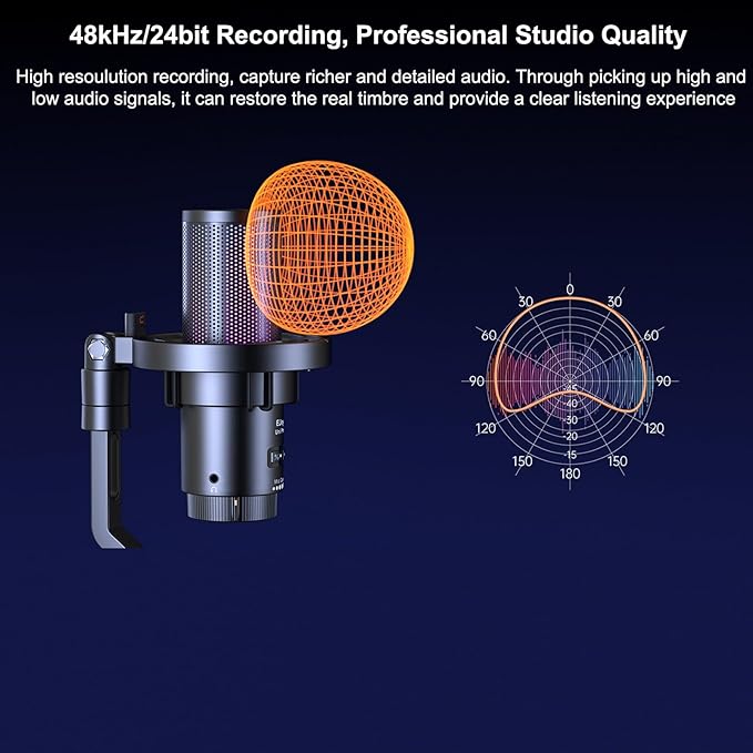 COMICA Uni Pro D Wireless USB Microphone for Computer and Smartphone,48kHz/24bit RGB Cardioid Condenser Gaming Mic for Podcasting,Streaming,Recording,Music Creation,with Desktop Stand-Black