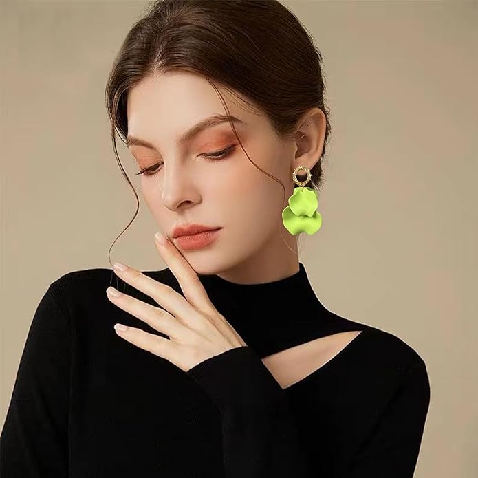 Anmpab Statement Matte Rose Flower Petal Stud Earrings for Women Dangly Floral Petal Earrings Jewelry Accessories Romantic Gifts for Her Women