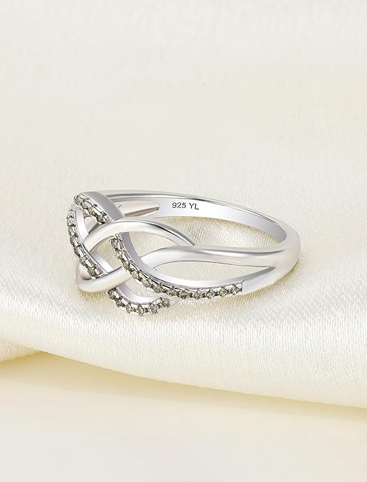 YL Celtic Knot Rings 925 Sterling Silver Twisted Knot Ring Birthstone Infinity Statement Jewelry for Women-size5
