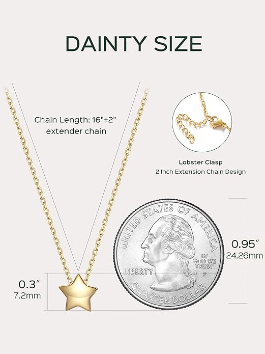 ChicSilver Personalized 925 Sterling Silver Dainty Small Heart/Star/Moon/Dot/Triangle Pendant Necklace for Women, Silver/Gold/Rose Gold/Black (with Gift Box)