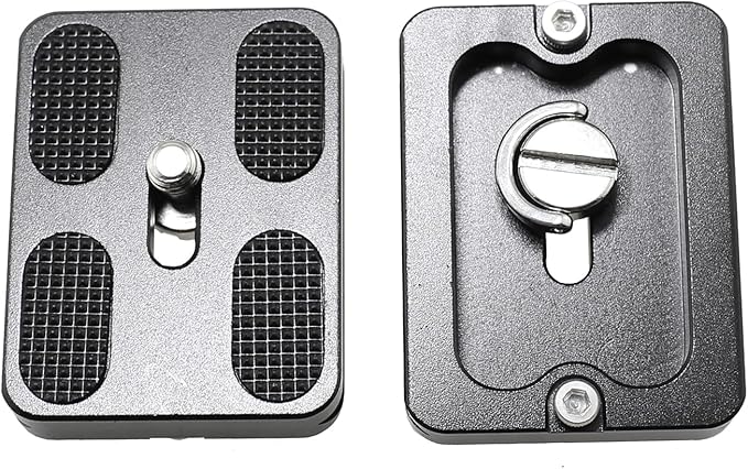 Maxmoral 2PCS 38x50mm Black Universal Metal Quick Release Plate with 1/4 Inch Screws Aluminium Adapter Compatible with Camera Tripod Ball Joint Standard