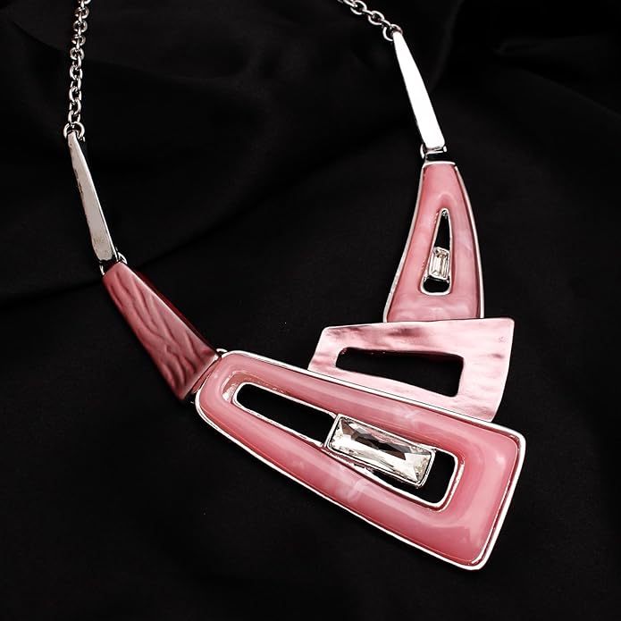SFE Irregular Enamel Triangle Shape shell Collar Bib Bohemian Boho Statement Necklace Earrings Fashion Costume Jewelry Set for Women