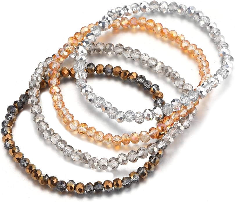 Noessla Beaded Boho Stretch Bracelet Colorful Stackable Crystal Beads Bracelets Trendy Costume Jewelry Mothers Day Gifts for Women