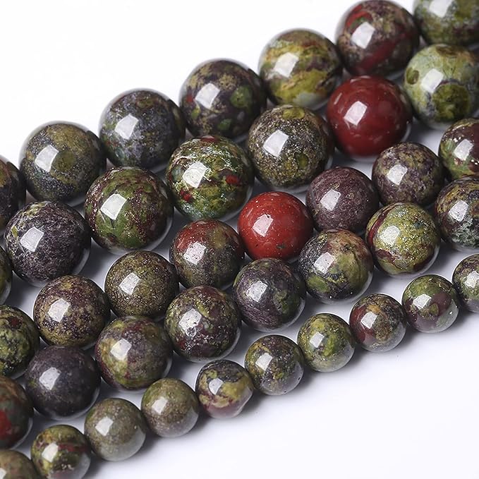 Natural Dragon Blood Jasper Beads Round Loose Energy Healing Stone Beads for Jewelry Making DIY Bracelet 10mm 38pcs 15 Inch