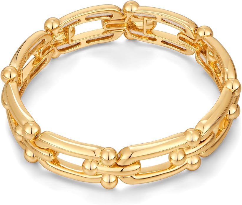Chunky Gold Stretch Bracelet for Women Adjustable Elastic Chain Bracelet Bold Statement Bracelet Trendy Jewelry