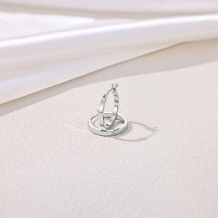 Gacimy Flatted Hoop Earrings for Women 14K Gold Plated with 925 Sterling Silver Post