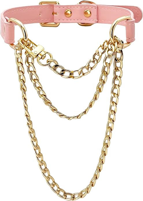 FEOYA Leather Choker Collar For Women Handmade Adjustable Triple-Layer Slip Chain Punk Gothic Chain Collar Necklace