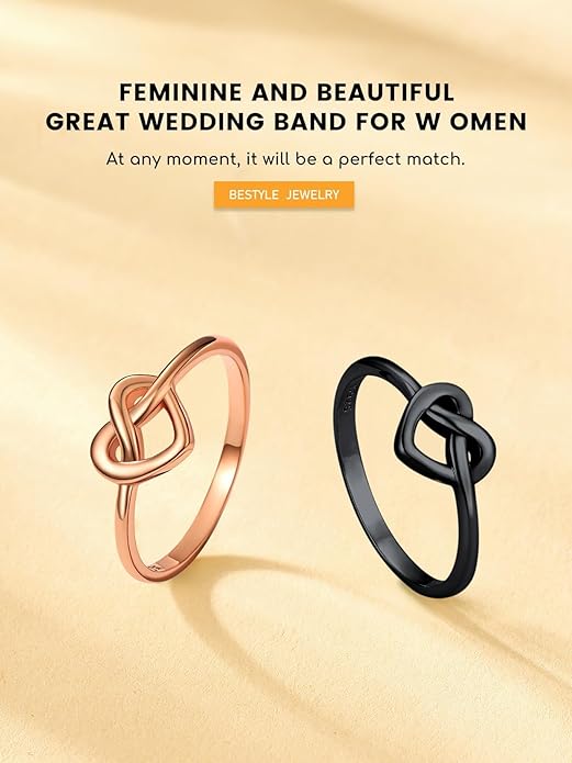 Bestyle 925 Sterling Silver Ring for Women, Minimalist Claddagh Ring Celtic Knot Ring for Women, Irish Promise Wedding Band, Gold/Rose Gold Vermeil Women Band Ring, Stackable, Gift for Her