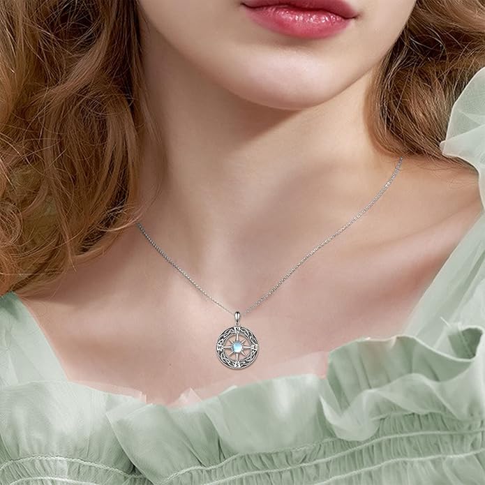 Compass Necklace Sterling Silver Celtic Knot Necklace Graduation Friendship Talisman Travel Necklace Inspirational Graduation Gift Jewelry Gifts for Women Girls
