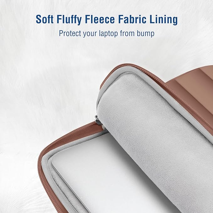 MOSISO 15-15.6 inch Laptop Case, 16 inch Puffy Laptop Sleeve Compatible with MacBook Pro 16, HP Dell ASUS Acer Toshiba Lenovo Notebook Computer, Polyester Horizontal Bag with Small Case, Mocha
