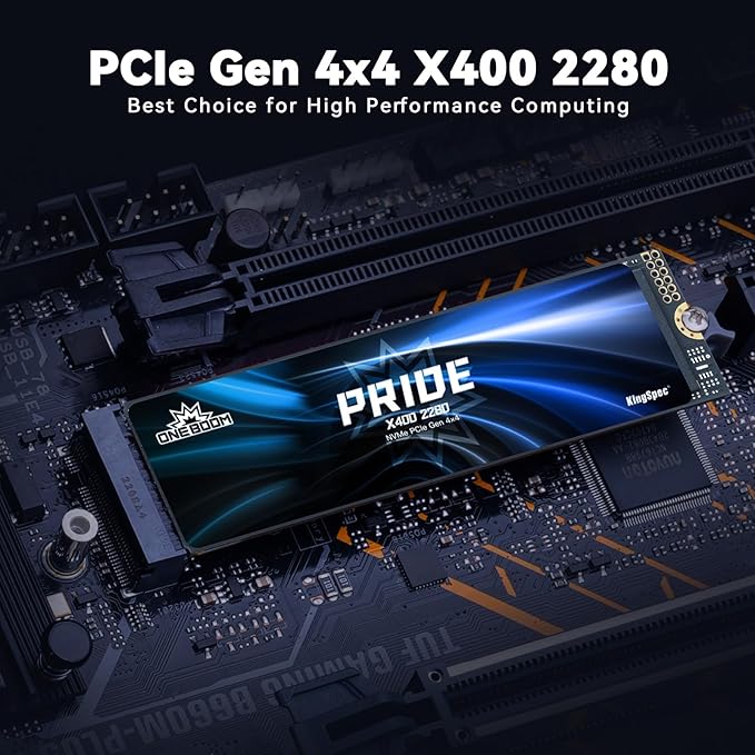 KingSpec OneBoom X400 512GB M.2 SSD Gen4 7300MB/s, TLC 3D NAND Internal NVMe SSD for Gaming & 4K Editing, Compatible with PC / PS5 / Laptop