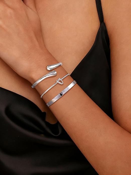 Gold Bangle Bracelets for Women, Non Tarnish Dainty 14K Gold Plated Cuff Bracelets Stackable for Women,Waterproof Bracelet Stack Gold Jewelry Gifts Trendy Adjustable Accessories