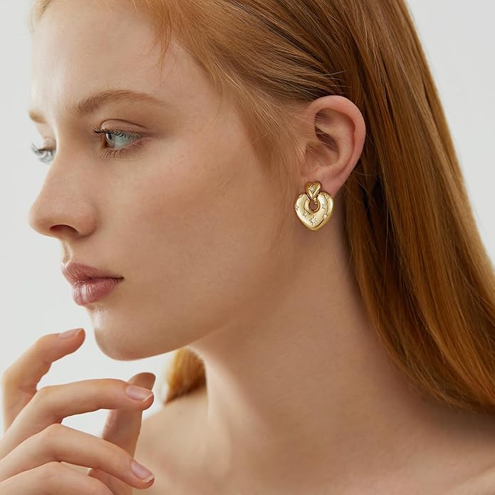 Clip on Earrings for Women Hypoallergenic Statement Retro Clip Earrings 14K Gold/Silver Plated Hoop Dangle Earrings 5A Cubic Zirconia Round Multiple Styles for Women Fashion Trendy Jewelry Gifts