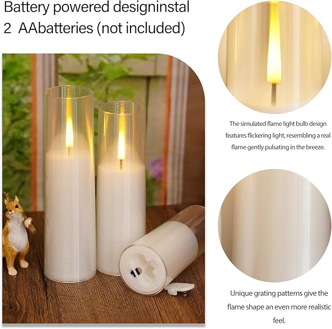 Flameless LED Candles, Upgraded Realistic 5 Pcs Flickering Flame Pillar Candles, Battery Operated Candles with Remote Timer, for Romantic Ambiance and Home Decoration (White)