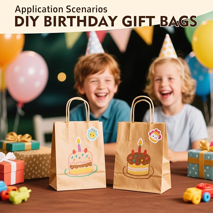 YEEHAW Brown Paper Bags with Handles Bulk 8"x4.5"x10.8" 100Pcs Gift Kraft Bags Medium Size, Brown Craft with Handles, Gifts Bag Bulk, Suitable for Retail, Party, Shopping, Merchandise