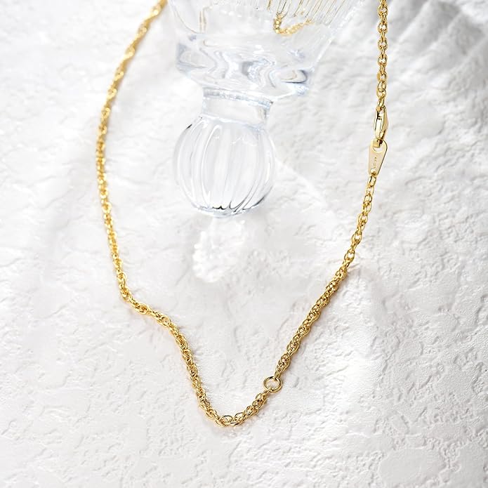 BEAYEG 14K Gold Chain Necklace for Women, Solid Chain Necklace, Hypoallergenic Durable Everyday Gold Jewelry Gift Ready (Length, 20inchs,Diameter1.6mm/1.8mm/2mm