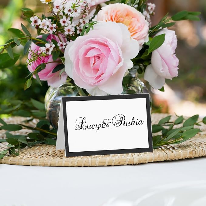 PATIKIL 50Pcs Table Place Cards, 3.5 x 2 Inches Blank Name Place Cards for Table Setting Wedding Reception Buffet, Black