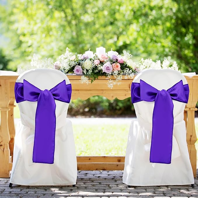 5-Pack Satin Table Runner Purple 12 x 108 Inch Long Silk Satin Table Runners for Wedding,Graduations,Engagements,Birthday Party and Banquet Decoration（5 Pack, 12x108 Inch, Purple）