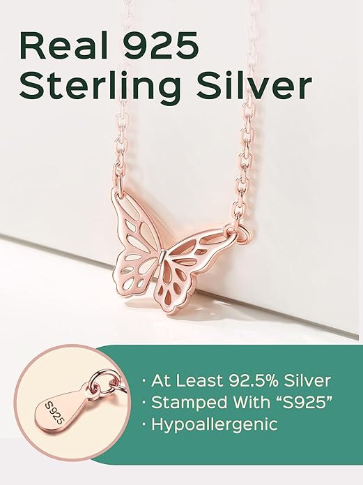 ChicSilver Personalized 925 Sterling Silver Dainty Small Heart/Star/Moon/Dot/Triangle Pendant Necklace for Women, Silver/Gold/Rose Gold/Black (with Gift Box)