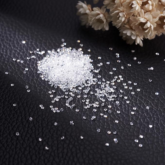 Fashewelry 1000Pcs Crystal Clear Cubic Zirconia Faceted Rhinestone Cabochons 1mm Mini Pointed Back Diamante Gems Beads No Hole for Nail Art Craft Replacing Jewelry