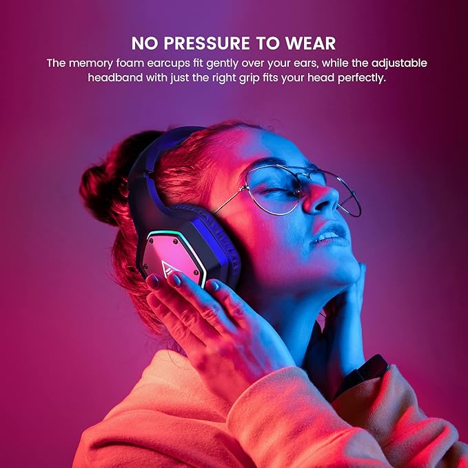 EKSA E1000 V2 Gaming Headset, PC Headset with USB C Plug, Wired Headphones with Noise Canceling Microphone, 7.1 Surround Sound, RGB Light, include USB Adapter for Computer,Mac, PS4/PS5 Console, Laptop