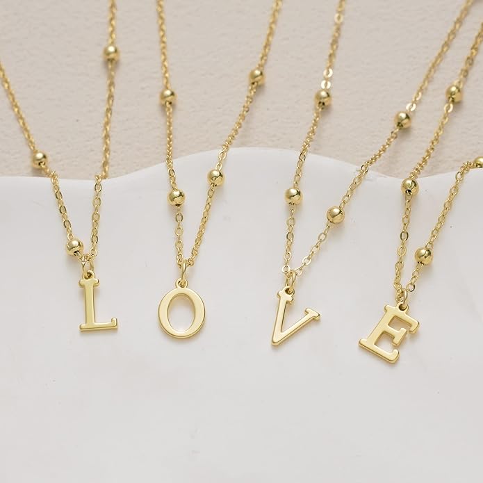 Valentines Gifts for Her Women - Initial Necklaces for Women Dainty 14k Gold Plated A-Z Letter Pendant Name Necklaces Cute Charm Choker Fashion Accessories Non Tarnish Trendy Jewelry Gift