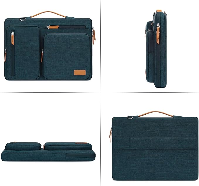 MOSISO 360 Protective Laptop Shoulder Bag,13-13.3 inch Computer Bag Compatible with MacBook, HP, Dell, Lenovo, Asus Notebook,Side Open Messenger Bag with 4 Zipper Pockets&Handle, Teal Green