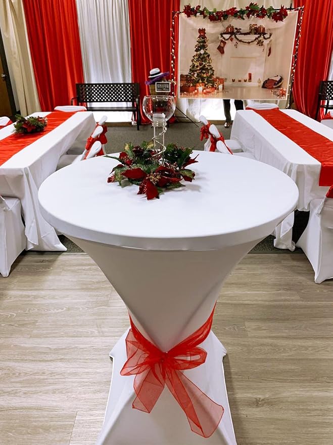 Tina 36x43 Cocktail Spandex Stretch Square Corners Tablecloth White
