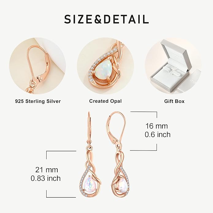 Starchenie Infinity Dangle Drop Earrings Sterling Silver Leverback Earrings Gemstones Twisted Jewelry