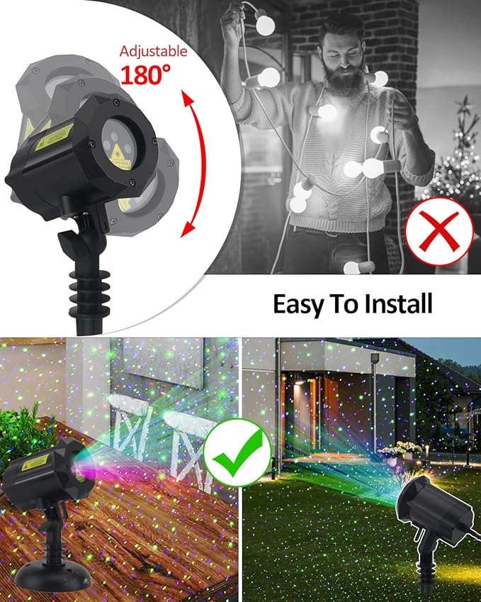 Christmas Laser Lights Star Projector Garden Firefly Lights 3 Color