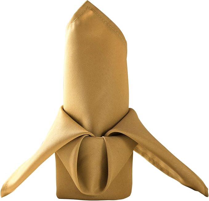 50pcs Polyester Cloth Napkins - 17 x 17 inch Gold Dinner Washable Napkins with Hemmed Edges for Restaurant/Wedding/Hotel(50,Gold)
