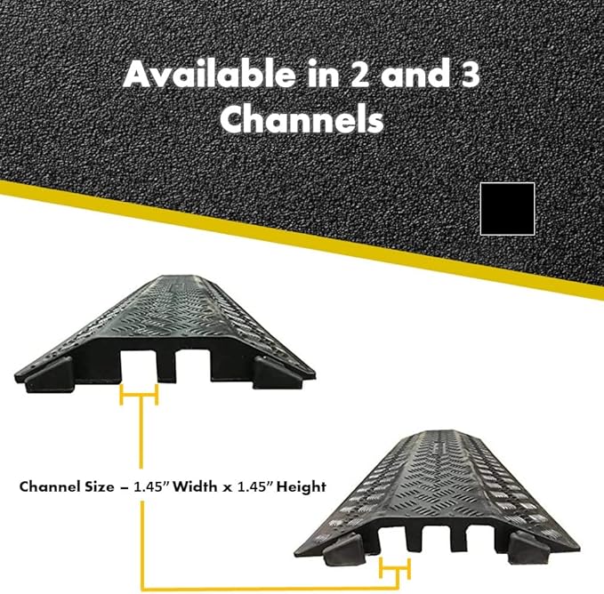 Kable Kontrol Drop Over Floor Cord Cover – 40” Inch Long 2 Channel Cable or Wire Protector – 30 Pcs Bulk Pack - Rubber Ramp for Indoor and Outdoor Use – Black